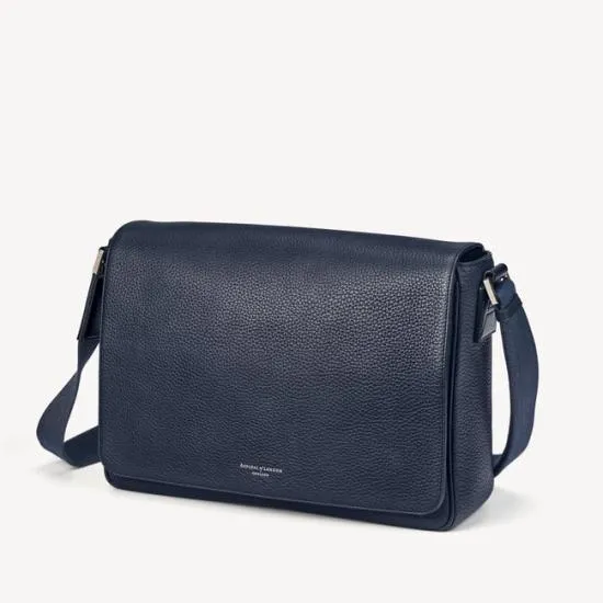Reporter Messenger Bag Navy Pebble Men Aspinal Of London Messenger Bags
