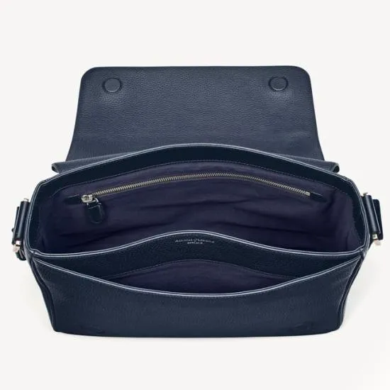 Reporter Messenger Bag Navy Pebble Men Aspinal Of London Messenger Bags