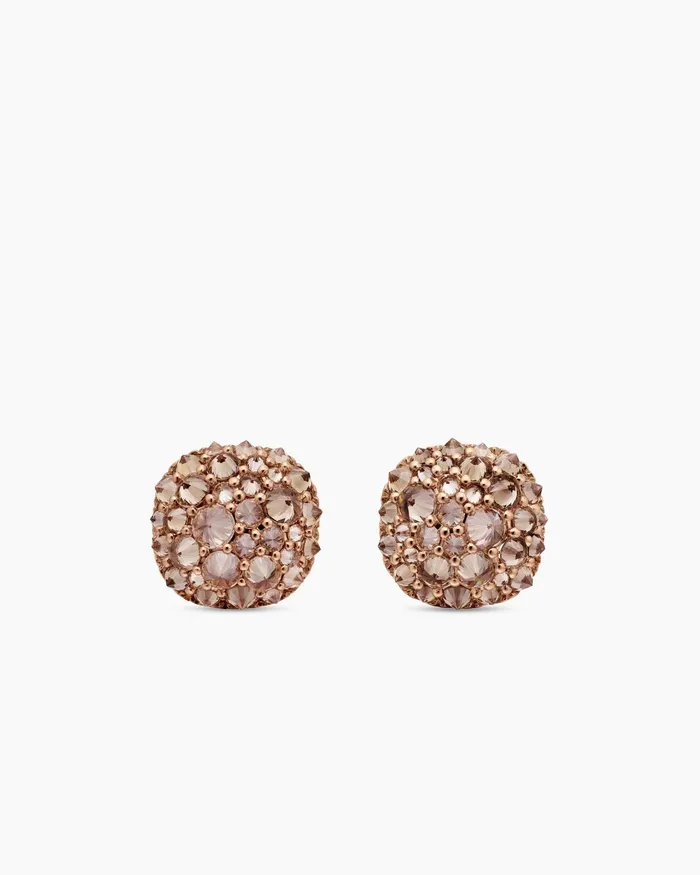 Reverse Set Pav Cushion Stud Earrings In 18K Rose Gold With Cognac Diamonds 85mm Women David Yurman Stud Reverse Set Pav Cushion Stud Earrings In 18K Rose Gold With Cognac Diamonds 85mm Women David Yurman Stud