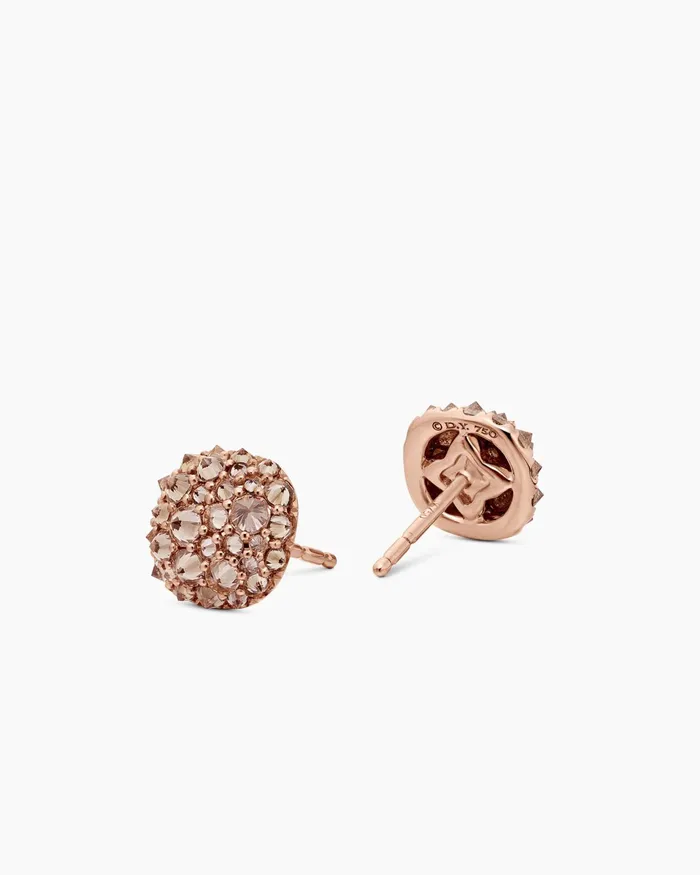 Reverse Set Pav Cushion Stud Earrings In 18K Rose Gold With Cognac Diamonds 85mm Women David Yurman Stud Reverse Set Pav Cushion Stud Earrings In 18K Rose Gold With Cognac Diamonds 85mm Women David Yurman Stud