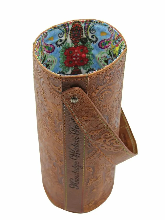 Robert Graham Accessories Men Leather Wine Bottle Carrier Tan