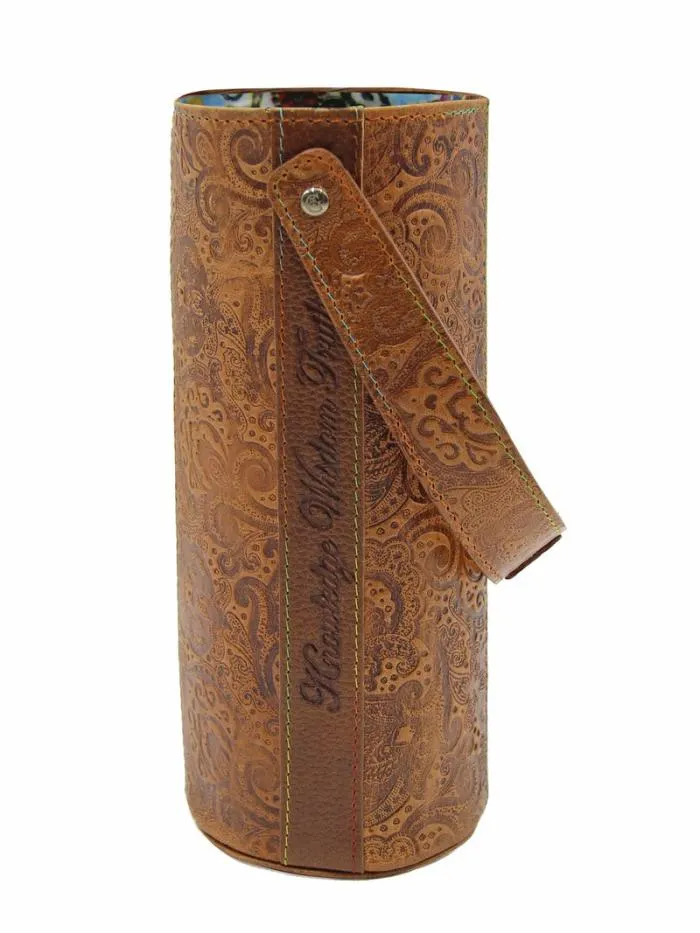 Robert Graham Accessories Men Leather Wine Bottle Carrier Tan