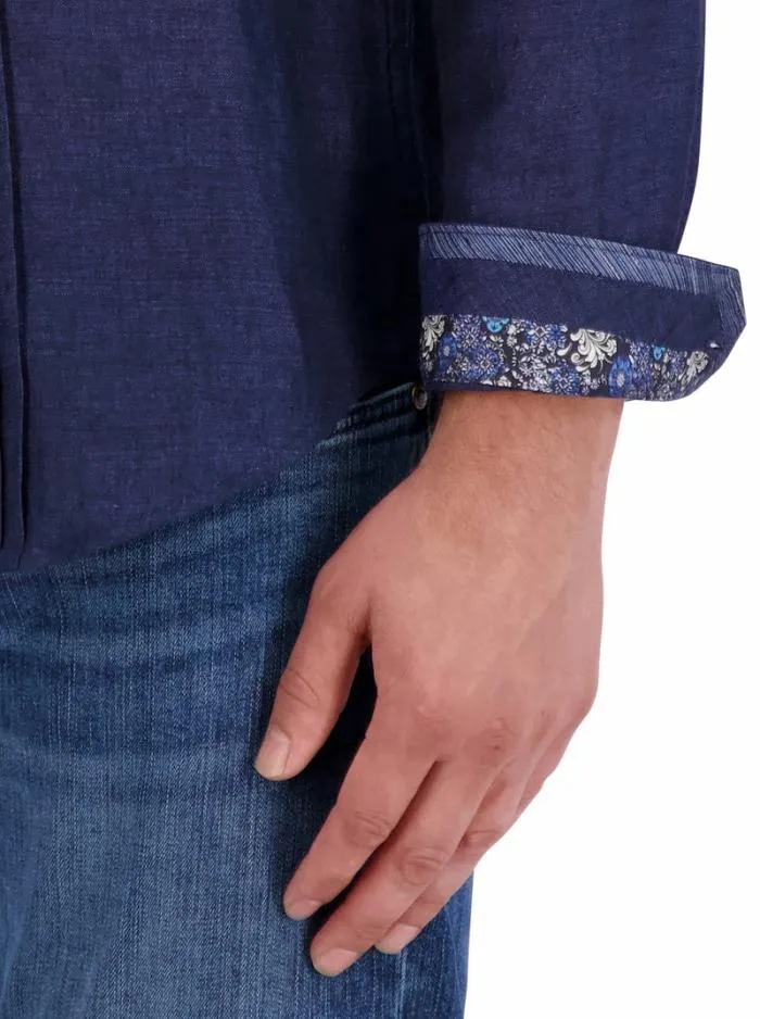 Robert Graham Button Down Shirts Men Baradero Long Sleeve Button Down Shirt Navy