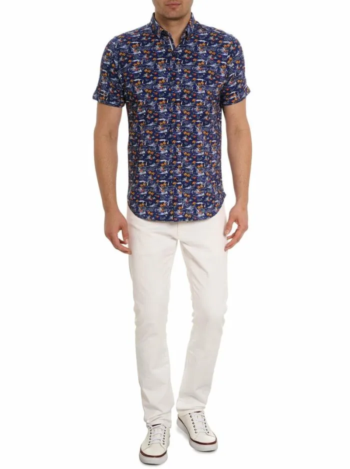 Robert Graham Button Down Shirts Men Lyndon Motion Short Sleeve Knit Shirt Multi