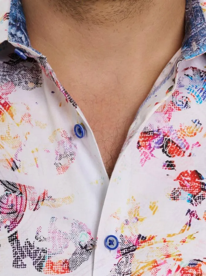 Robert Graham Button Down Shirts Men Splash Of Color Short Sleeve Button Down Shirt Classic