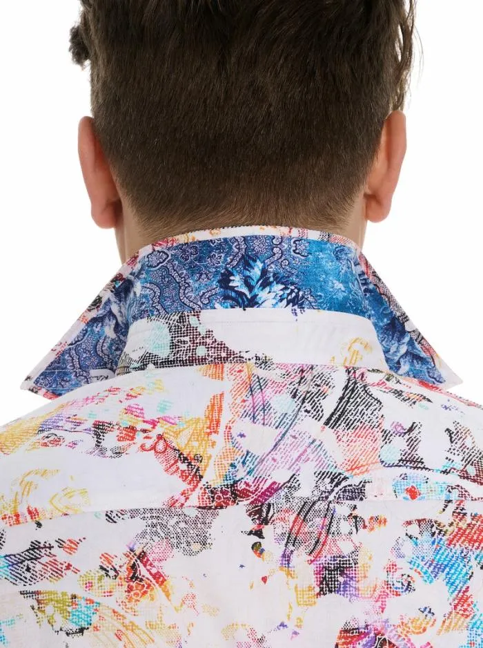 Robert Graham Button Down Shirts Men Splash Of Color Short Sleeve Button Down Shirt Classic