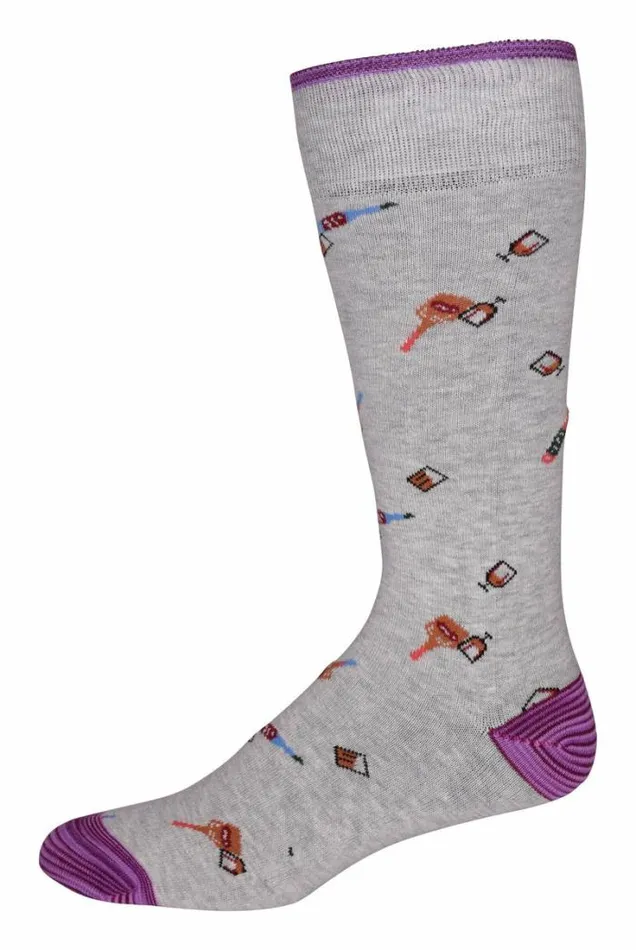 Robert Graham Socks Men GoodNight Sock Lightgrey