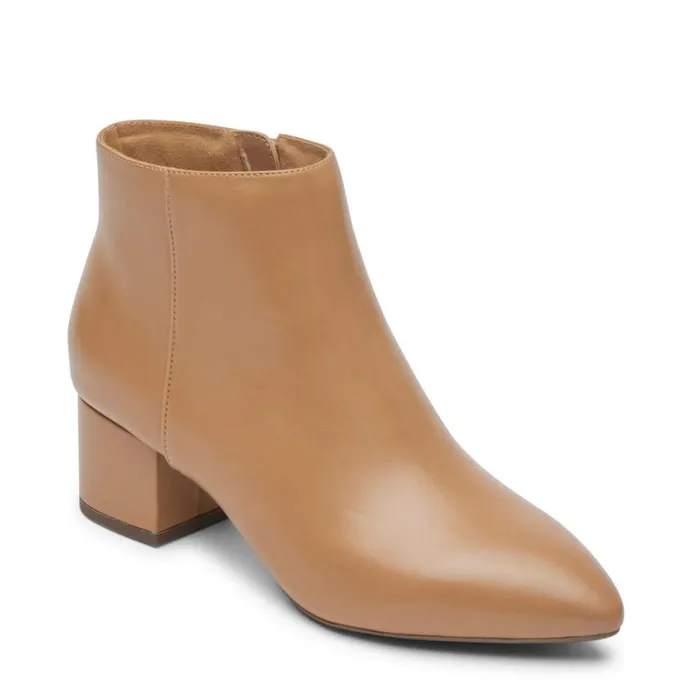 Rockport Boots and Booties Women Milia Block Bootie Mocha Latte Leather