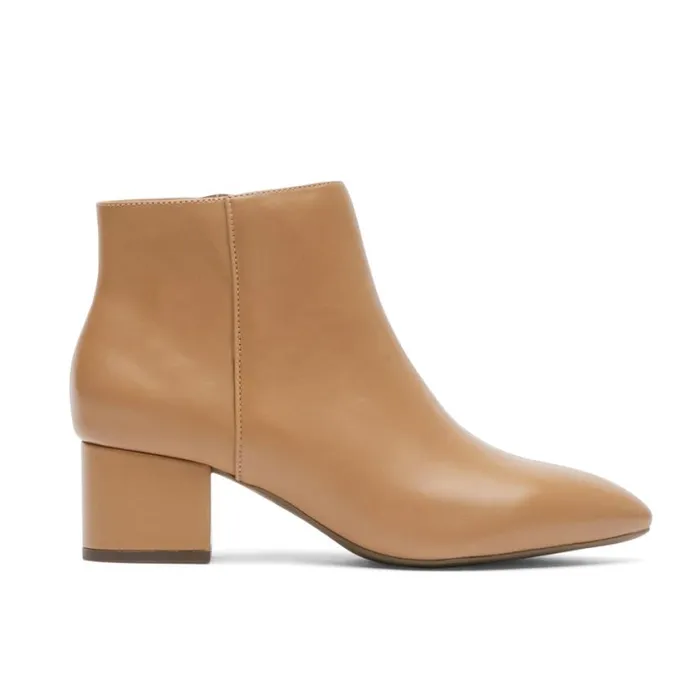 Rockport Boots and Booties Women Milia Block Bootie Mocha Latte Leather Rockport Boots and Booties Women Milia Block Bootie Mocha Latte Leather