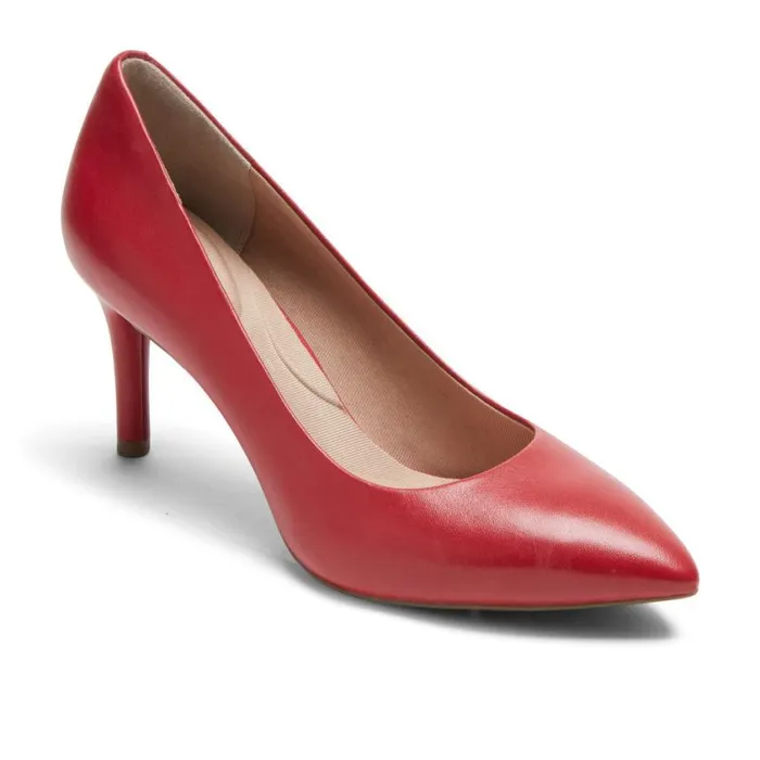 Rockport Heels Women Total Motion 75mm Pointed Toe Heel Scarlet Lthr