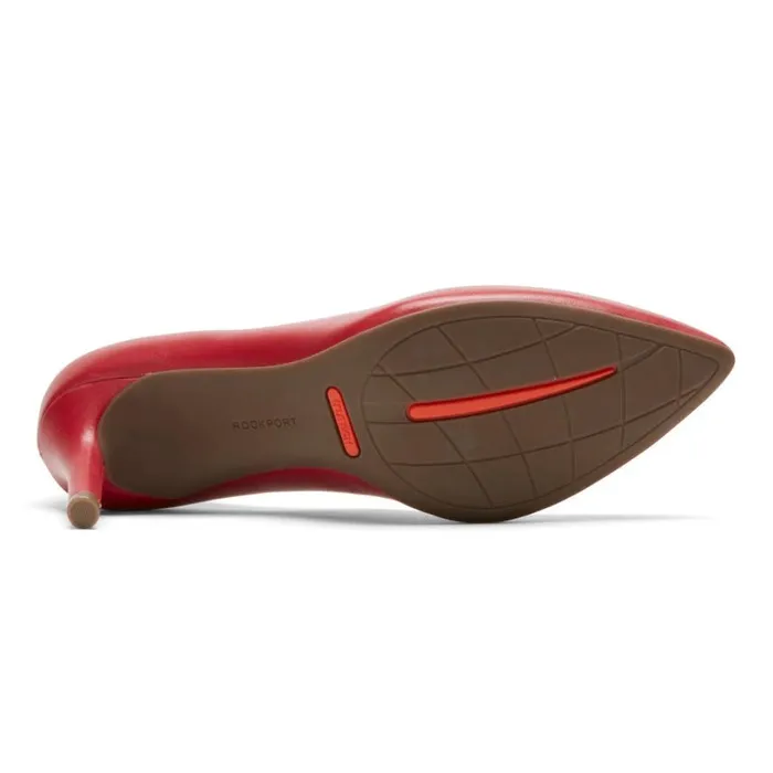 Rockport Heels Women Total Motion 75mm Pointed Toe Heel Scarlet Lthr
