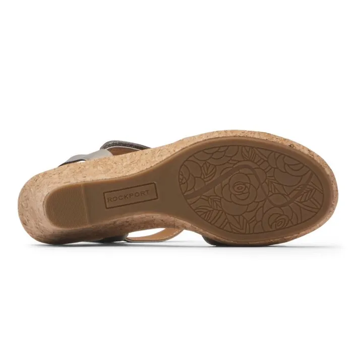 Rockport Sandals and Wedges Women Blanca TStrap Sandal Taupe Metallic