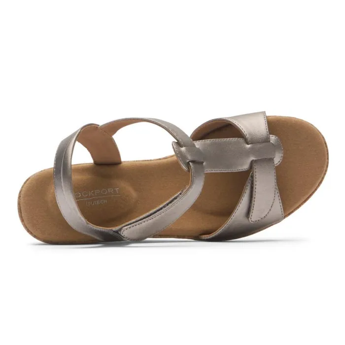 Rockport Sandals and Wedges Women Blanca TStrap Sandal Taupe Metallic