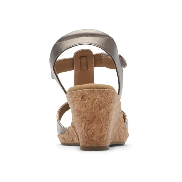 Rockport Sandals and Wedges Women Blanca TStrap Sandal Taupe Metallic