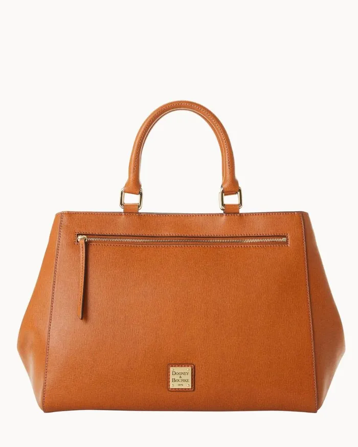 Saffiano Zip Satchel Natural Women Dooney and Bourke Satchels