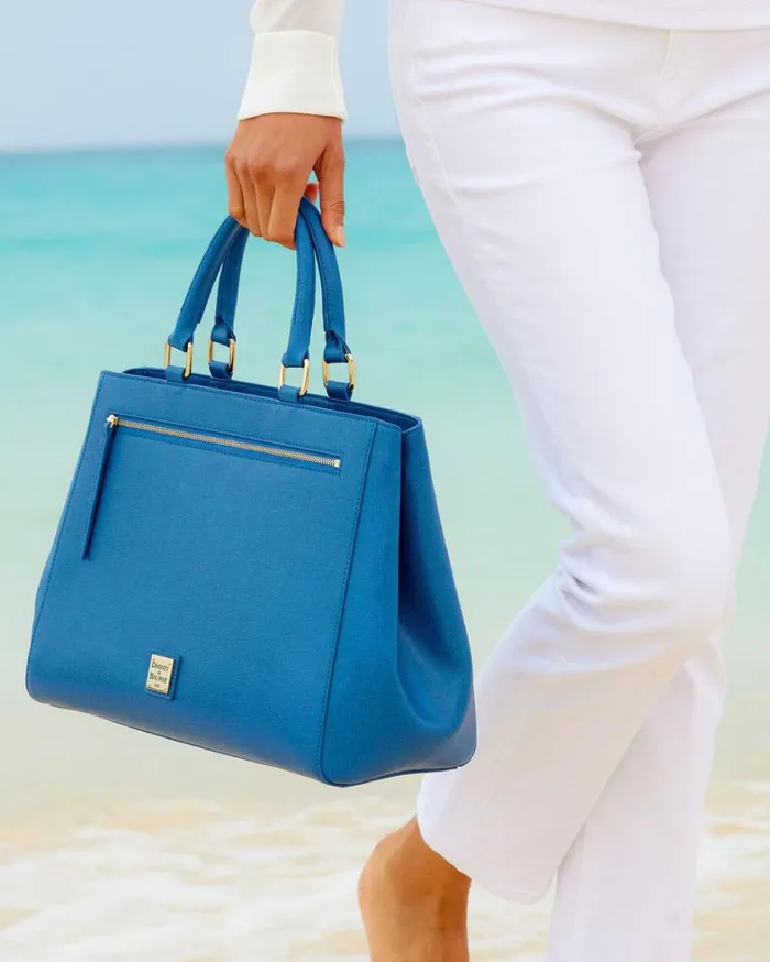 Saffiano Zip Satchel Natural Women Dooney and Bourke Satchels Saffiano Zip Satchel Natural Women Dooney and Bourke Satchels