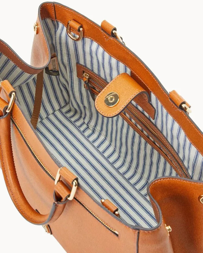 Saffiano Zip Satchel Natural Women Dooney and Bourke Satchels Saffiano Zip Satchel Natural Women Dooney and Bourke Satchels