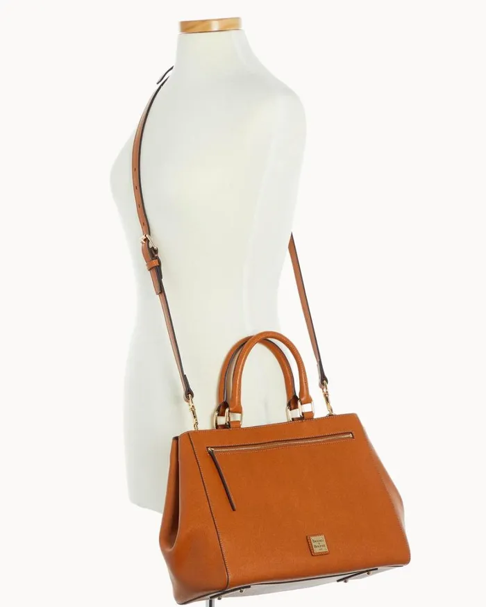 Saffiano Zip Satchel Natural Women Dooney and Bourke Satchels Saffiano Zip Satchel Natural Women Dooney and Bourke Satchels