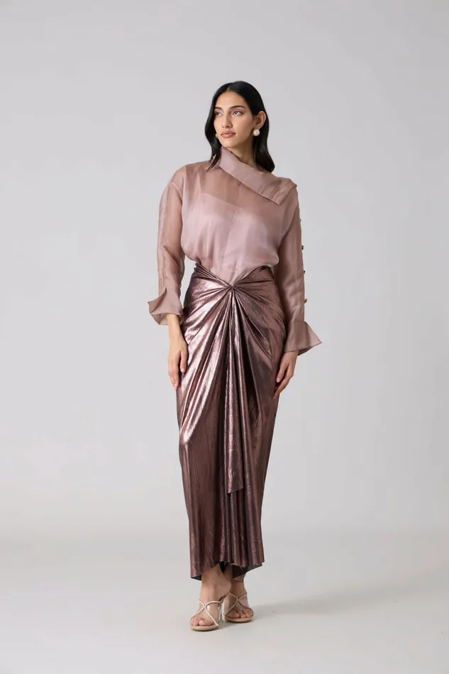Scarlet Sage CoOrd Sets Antonia Set 8211 Metallic Rose 8211 Women