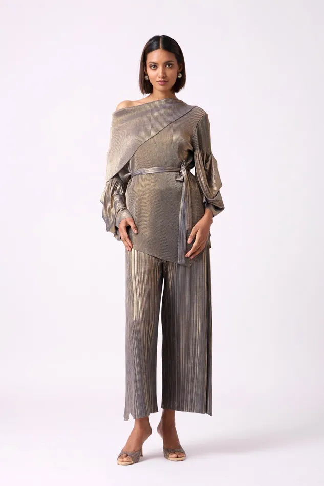 Scarlet Sage CoOrd Sets Skylar Set 8211 Metallic Grey Gold 8211 Women