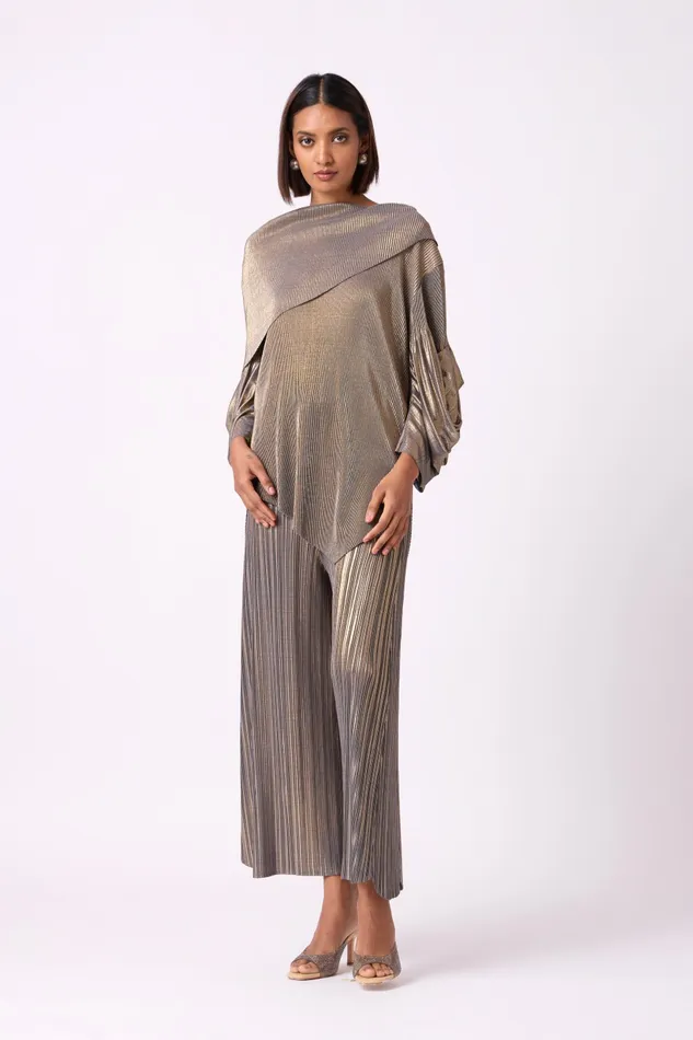 Scarlet Sage CoOrd Sets Skylar Set 8211 Metallic Grey Gold 8211 Women