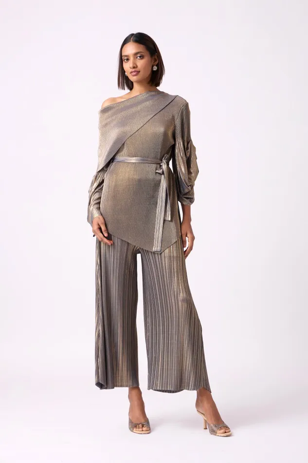 Scarlet Sage CoOrd Sets Skylar Set 8211 Metallic Grey Gold 8211 Women