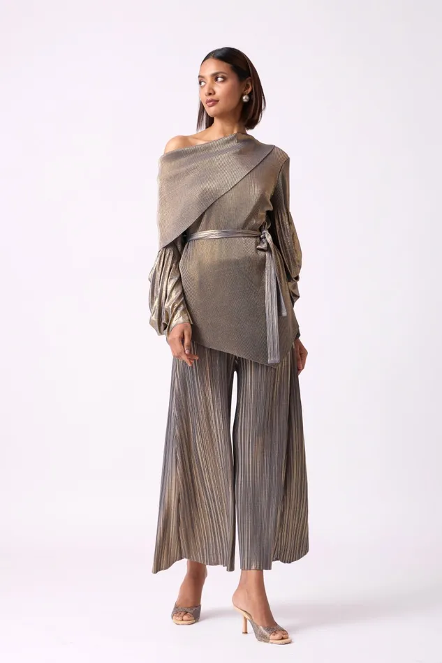 Scarlet Sage CoOrd Sets Skylar Set 8211 Metallic Grey Gold 8211 Women
