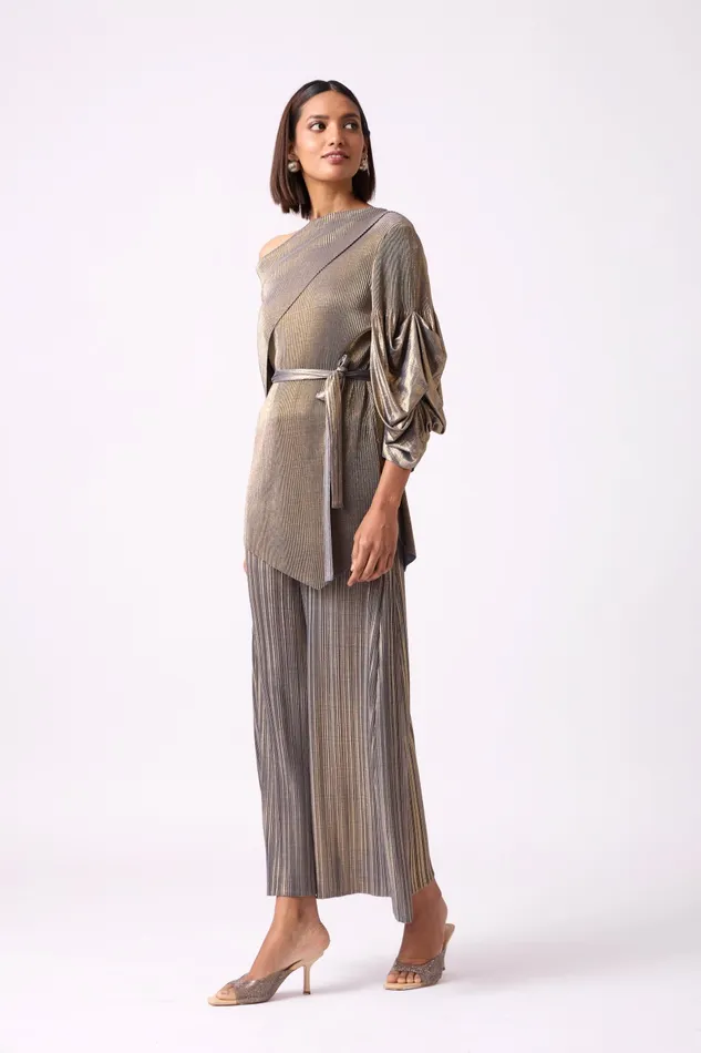 Scarlet Sage CoOrd Sets Skylar Set 8211 Metallic Grey Gold 8211 Women