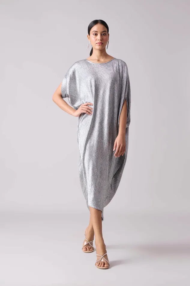 Scarlet Sage Dresses Aurelia Dress 8211 Textured Metallic Silver 8211 Women