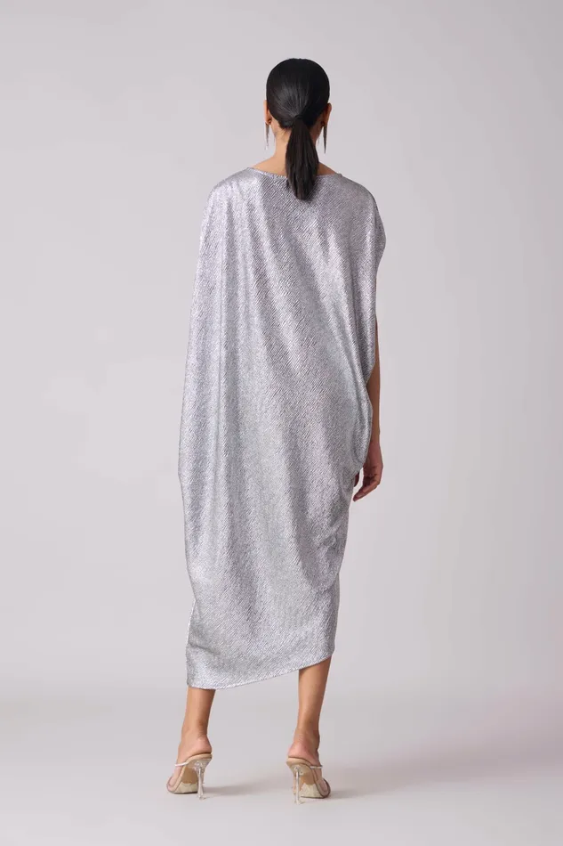 Scarlet Sage Dresses Aurelia Dress 8211 Textured Metallic Silver 8211 Women