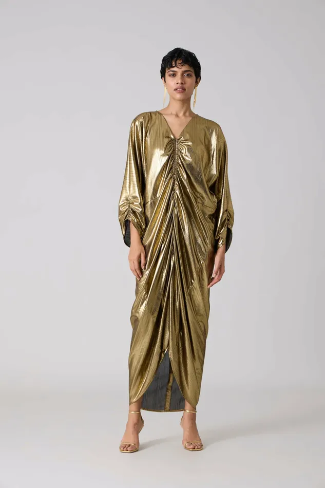 Scarlet Sage Dresses Ezra Kaftan 8211 Metallic Dark Gold 8211 Women