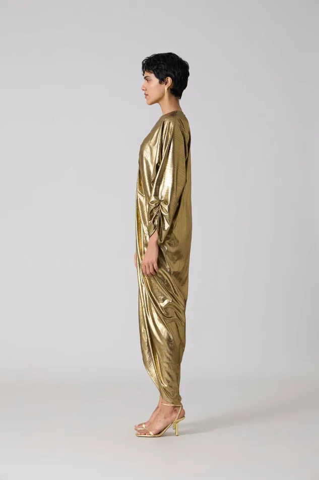 Scarlet Sage Dresses Ezra Kaftan 8211 Metallic Dark Gold 8211 Women
