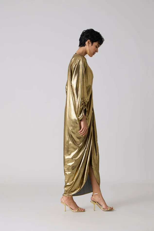 Scarlet Sage Dresses Ezra Kaftan 8211 Metallic Dark Gold 8211 Women