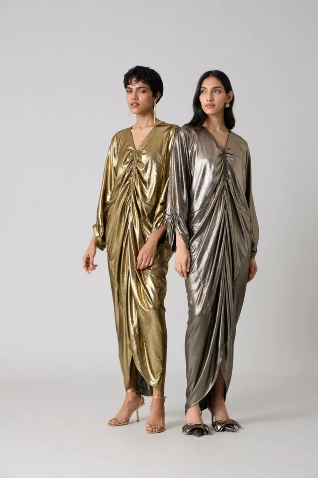 Scarlet Sage Dresses Ezra Kaftan 8211 Metallic Dark Gold 8211 Women