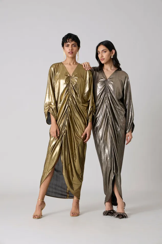 Scarlet Sage Dresses Ezra Kaftan 8211 Metallic Dark Gold 8211 Women