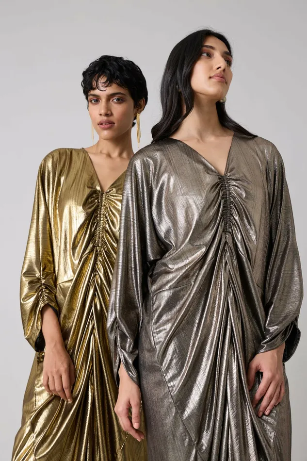 Scarlet Sage Dresses Ezra Kaftan 8211 Metallic Dark Gold 8211 Women