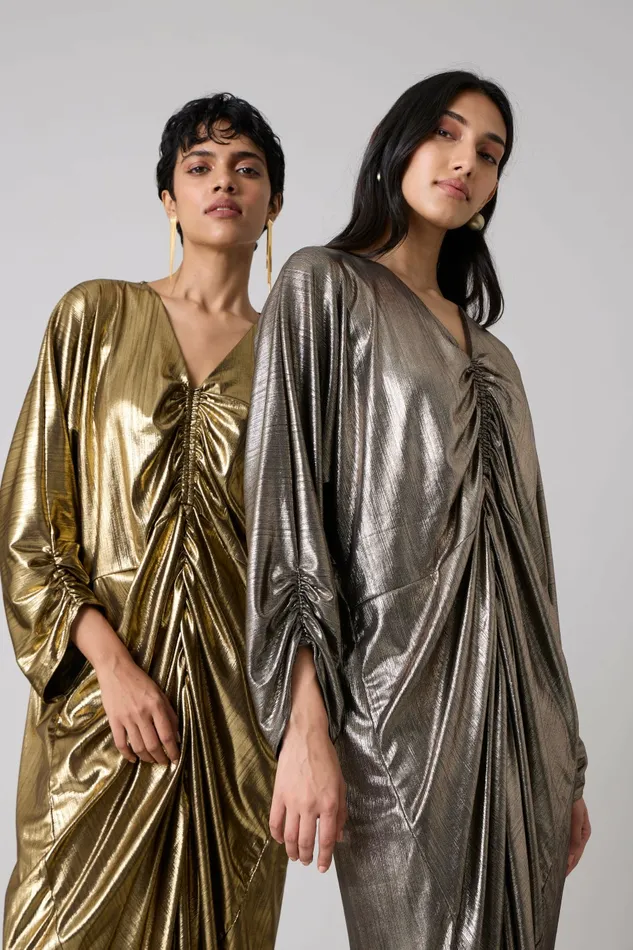 Scarlet Sage Dresses Ezra Kaftan 8211 Metallic Dark Gold 8211 Women
