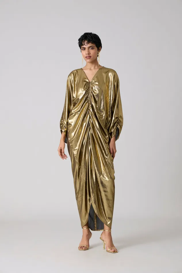 Scarlet Sage Dresses Ezra Kaftan 8211 Metallic Dark Gold 8211 Women