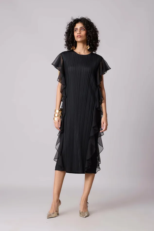 Scarlet Sage Dresses Lissy Ruffle Dress 8211 Black 8211 Women