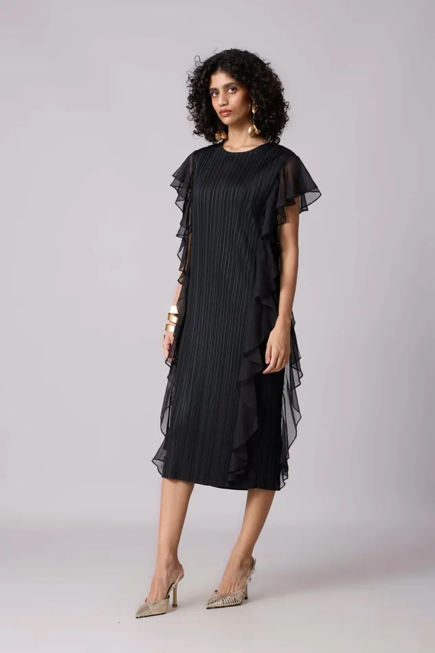 Scarlet Sage Dresses Lissy Ruffle Dress 8211 Black 8211 Women