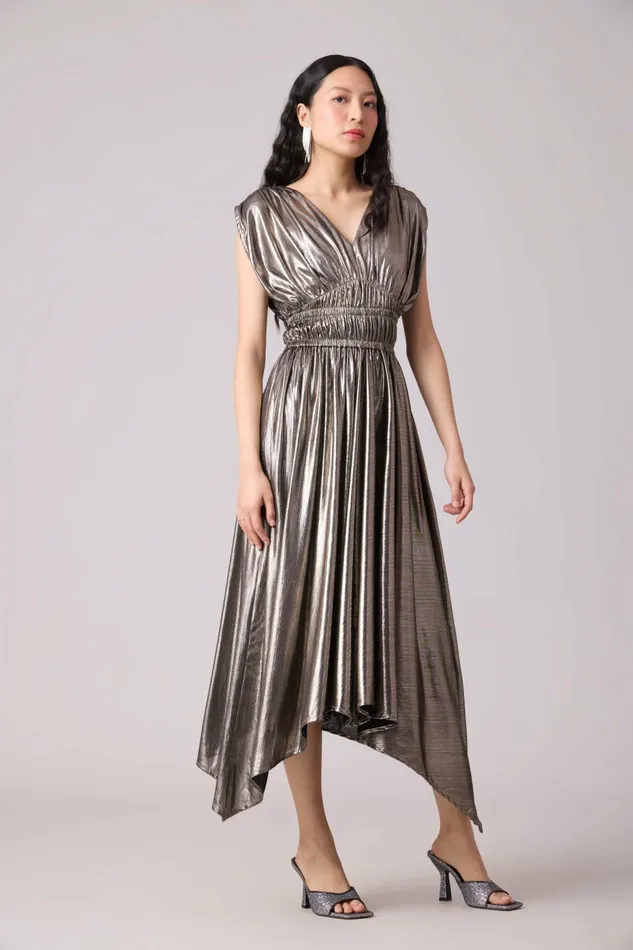 Scarlet Sage Dresses Zeina Rouched Dress 8211 Dark Silver 8211 Women