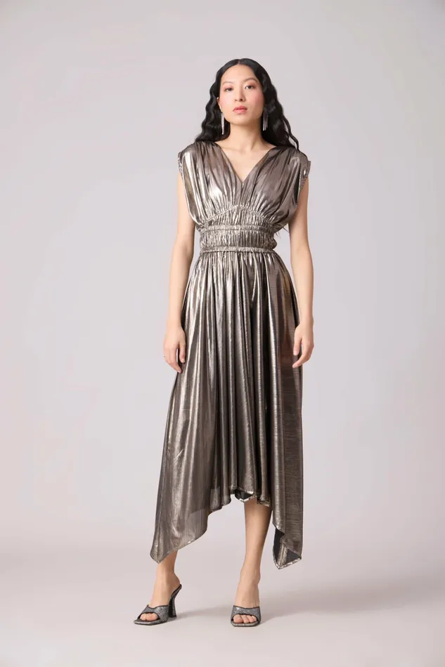 Scarlet Sage Dresses Zeina Rouched Dress 8211 Dark Silver 8211 Women