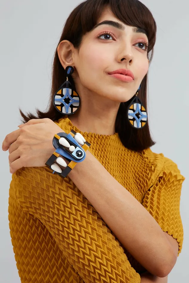 Scarlet Sage Gissa Bicalho Tiled Hortensia 8211 Blue Mustard 8211 Women