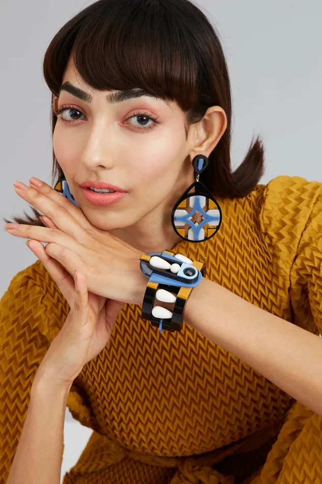 Scarlet Sage Gissa Bicalho Tiled Hortensia 8211 Blue Mustard 8211 Women