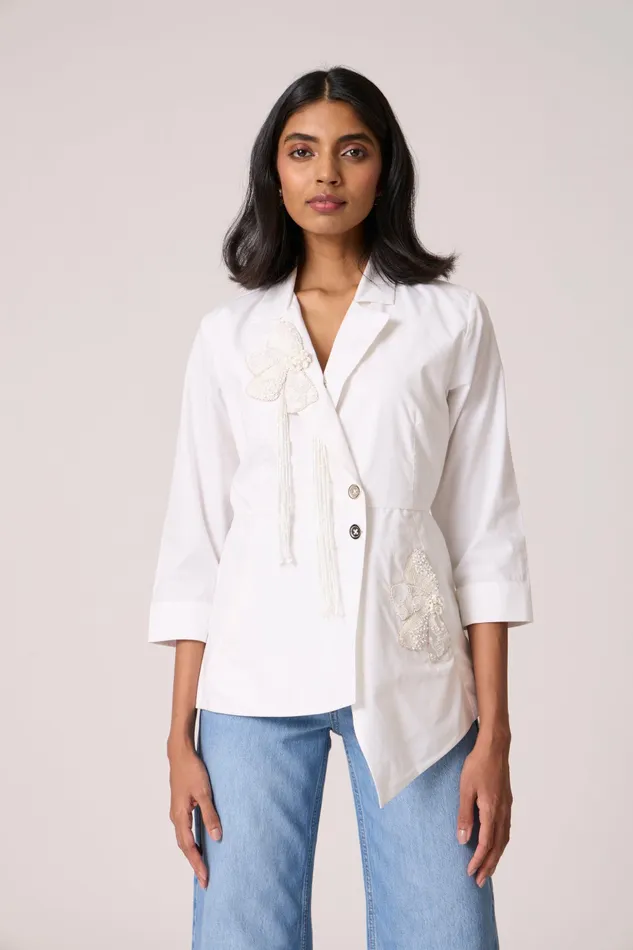 Scarlet Sage Overlays Atrina Applique Jacket 8211 White 8211 Women
