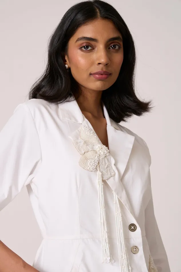 Scarlet Sage Overlays Atrina Applique Jacket 8211 White 8211 Women