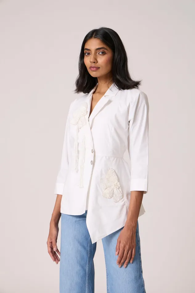 Scarlet Sage Overlays Atrina Applique Jacket 8211 White 8211 Women