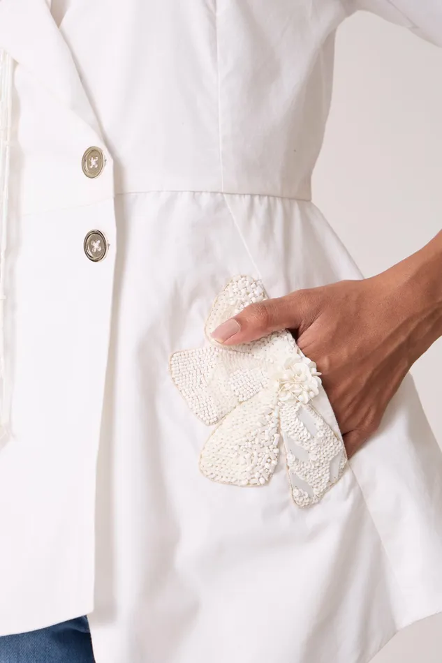 Scarlet Sage Overlays Atrina Applique Jacket 8211 White 8211 Women