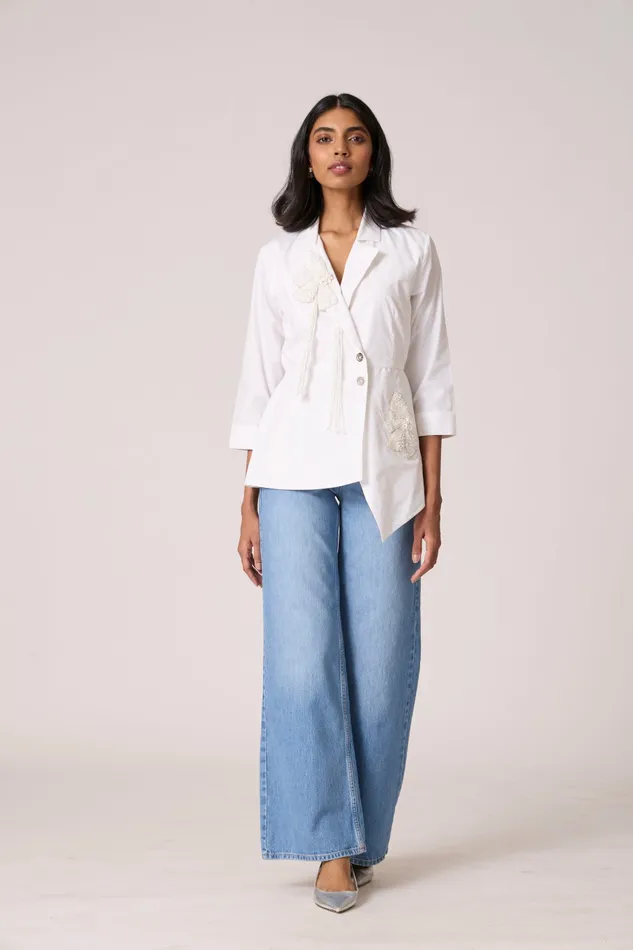 Scarlet Sage Overlays Atrina Applique Jacket 8211 White 8211 Women