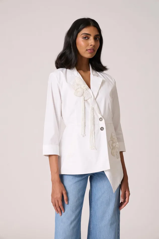Scarlet Sage Overlays Atrina Applique Jacket 8211 White 8211 Women